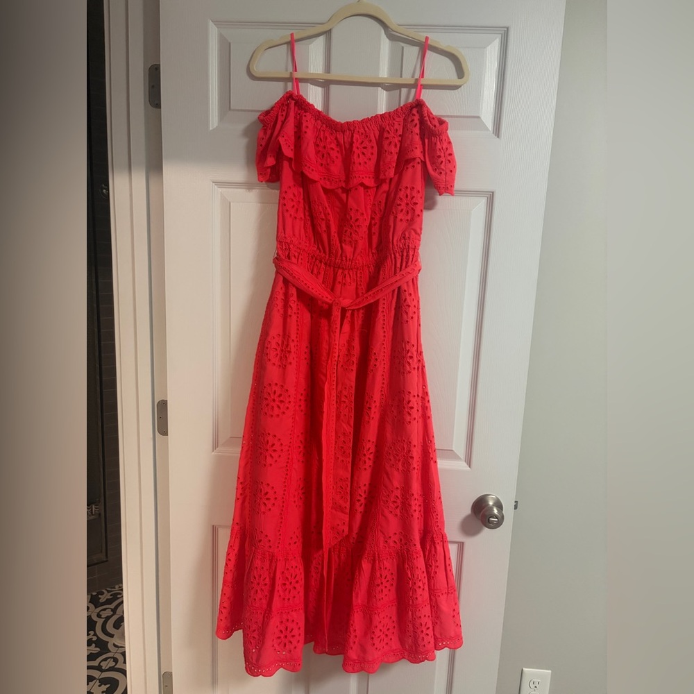 Lilly Pulitzer Liabella Off Shoulder
Eyelet Midi Dress Spicy Coral Dress